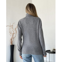 Серый кашемировый свитер с высоким горлом