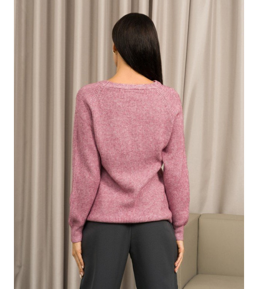 Бузковий ангоровий светр з геометричним візерунком