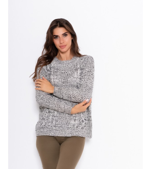 Меланжевий сірий вовняний светр