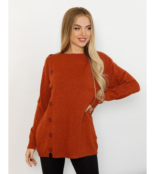 Бордовий ангоровий светр декорований гудзиками