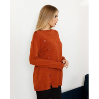 Бордовый ангоровый свитер декорированный пуговицами