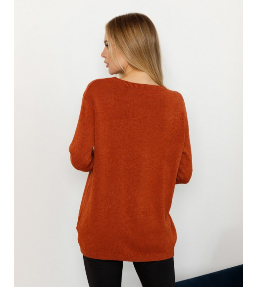 Бордовий ангоровий светр декорований гудзиками