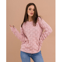 Розовый теплый вязаный свитер с люрексом