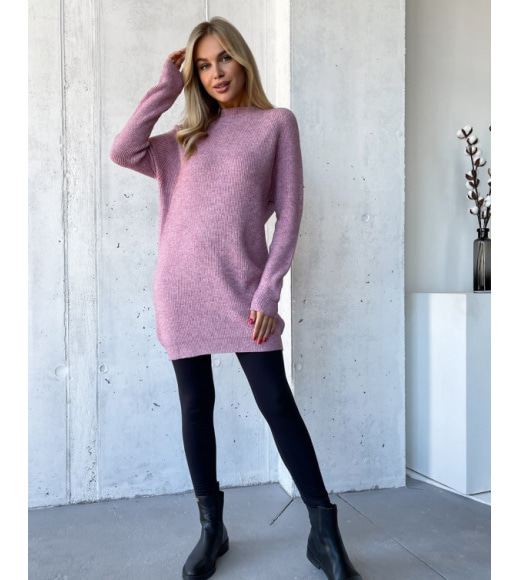 Темно-рожевий кашеміровий светр-туніка