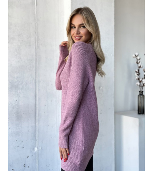 Темно-рожевий кашеміровий светр-туніка