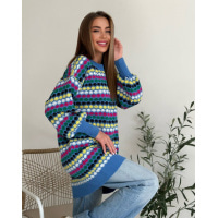 Блакитний вовняний светр зі смайликами
