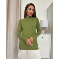 Зеленая кашемировая фактурная водолазка