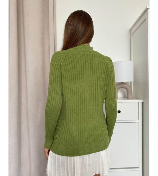 Зеленая кашемировая фактурная водолазка