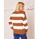 Коричневый комбинированный полосатый свитер