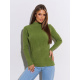 Зеленая кашемировая водолазка в рубчик