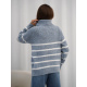 Синий вязаный свитер-гольф в полоску