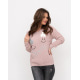 Рожевий подовжений светр об`ємної в`язки з нашивками