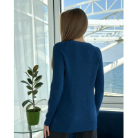Синий вязаный свитер с рукавами-реглан