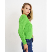 Салатовий трикотажний светр з фігурним низом