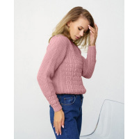 Темно-рожевий трикотажний светр з аранами