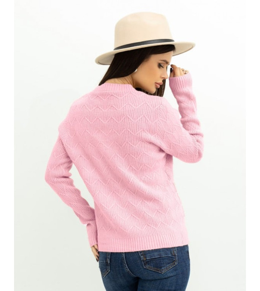 Рожевий м'який светр із в'язаними візерунками