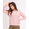 Розовый ажурный шерстяной свитер