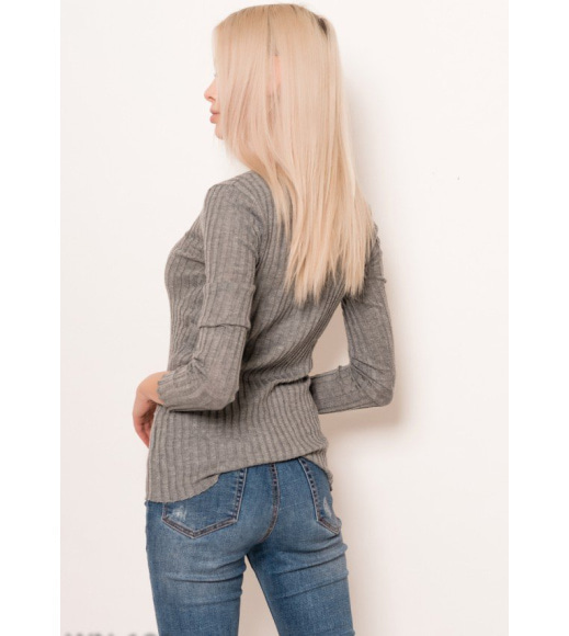 Серый фактурный свитер из ангорового трикотажа