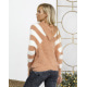 Персиковый вязаный свитер на молнии с капюшоном