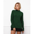 Зелений вовняний светр з фактурними вставками