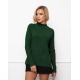 Зелений вовняний светр з фактурними вставками