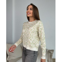 Бежево-мятный джемпер с принтом