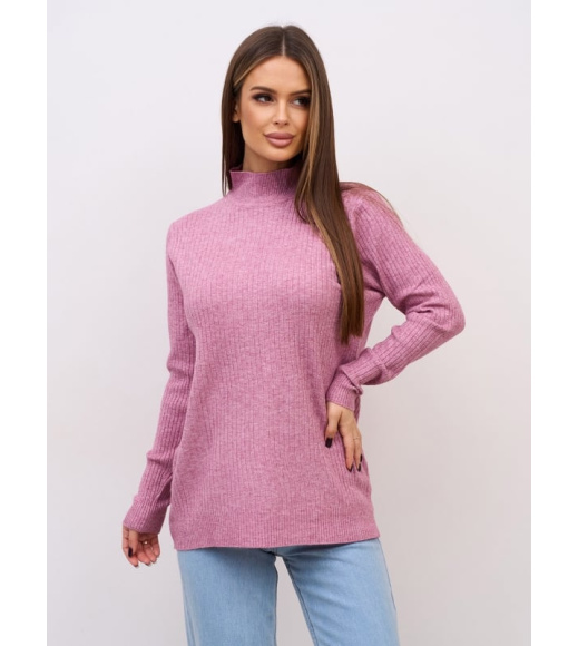 Сиреневая кашемировая водолазка в рубчик