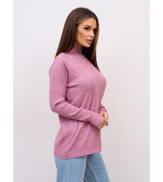 Сиреневая кашемировая водолазка в рубчик