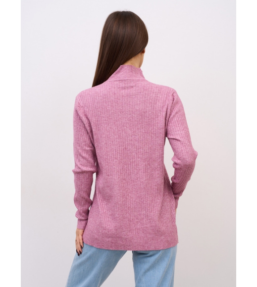 Сиреневая кашемировая водолазка в рубчик