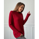 Красная кашемировая водолазка объемной вязки