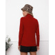 Красный фактурный вязаный свитер с высоким горлом