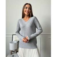 Кашемировый вязаный пуловер серого цвета