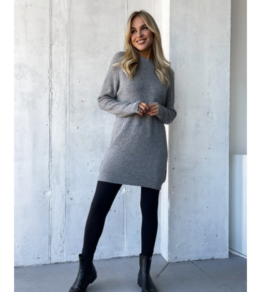 Сірий кашеміровий светр-туніка