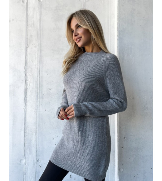 Серый кашемировый свитер-туника