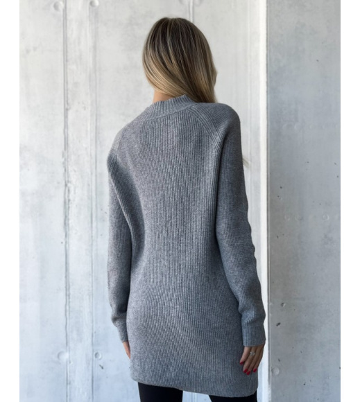 Сірий кашеміровий светр-туніка