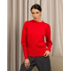 Красный шерстяной свитер с эластичными вставками