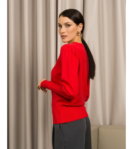 Червоний вовняний светр з еластичними вставками