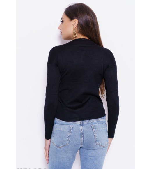 Чорний трикотажний светр з декором-штангою
