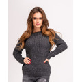 Темно-сірий светр об`ємної в`язки з люрексом