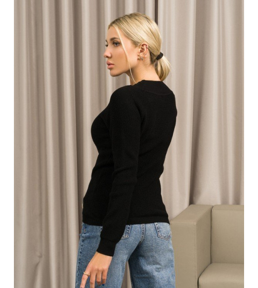 Чорний в`язаний светр з ангори