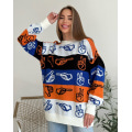 Кольоровий вовняний светр із молодіжним малюнком