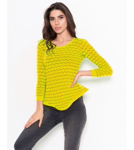 Желтый асимметричный свитер с волнистым декором