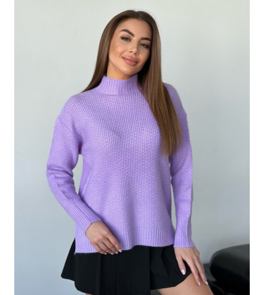 Ангоровый свободный свитер сиреневого цвета