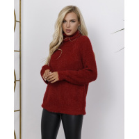 Бордовый теплый свитер объемной вязки
