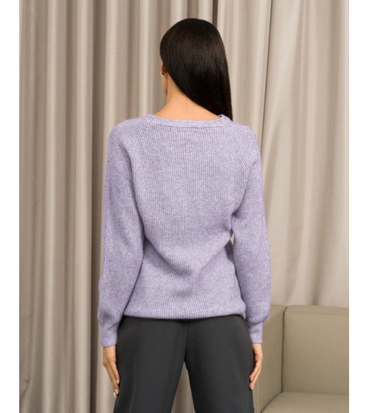 Светло-сиреневый ангоровый свитер с геометрическим узором