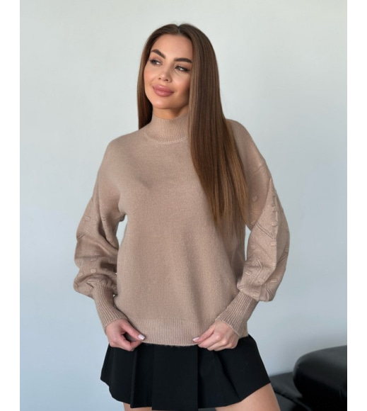 Ангоровий коричневий светр із об'ємними рукавами
