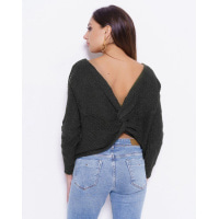 Чорний в`язаний светр з відкритою спиною