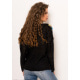 Черный ангоровый свитер с люрексом и цветочной вышивкой на плечах