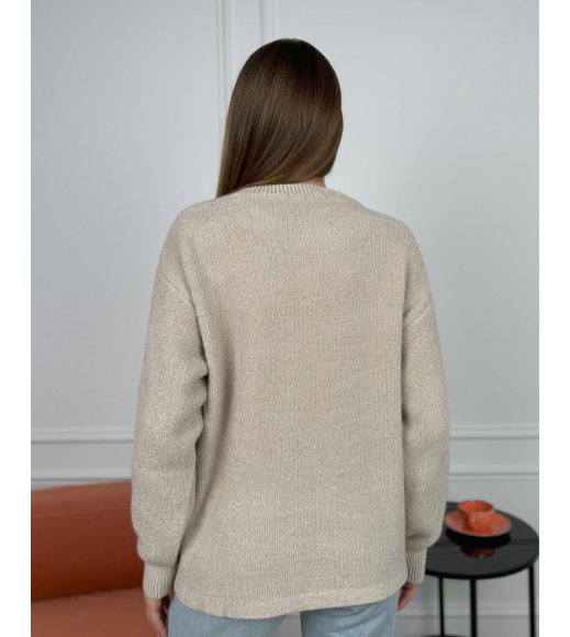 Кашемировый бежевый джемпер свободного кроя