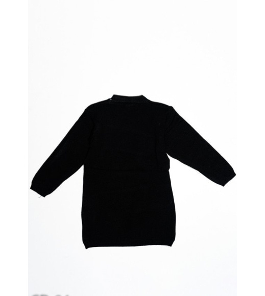 Чорний в`язаний подовжений светр з аплікацією